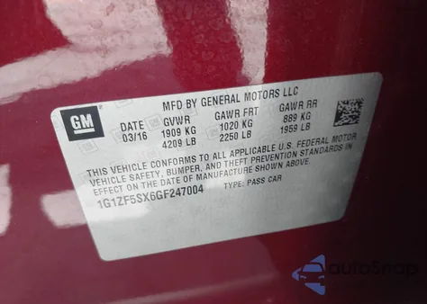 2016 Chevrolet Malibu 2Lt из США, поврежденный, VIN 1G1ZF5SX6GF247004